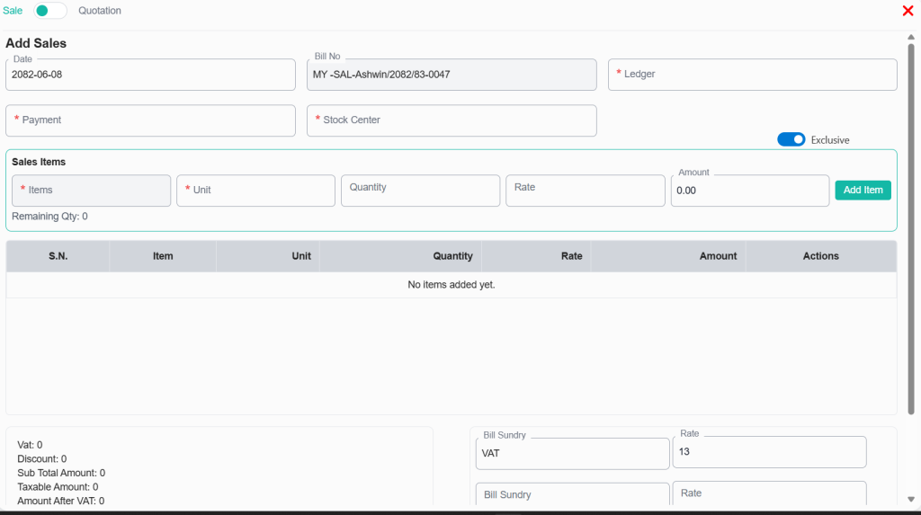 sales and purchase at finnetra